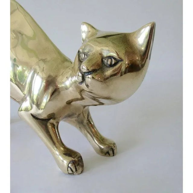 Vintage C.1960's Mid-Century Polished Brass(Korea) Cat With