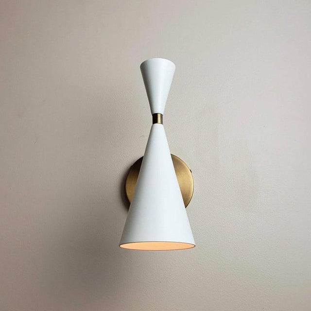 Blueprint Lighting Nyc "Monolith" Natural Brass & White Enamel Sconce
