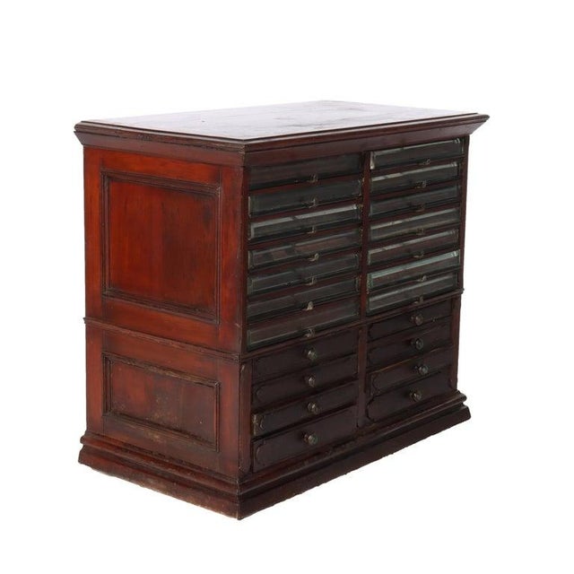 Antique Mahogany 22 Drawer Country Store Spool Cabinet C1900 For Sale - Image 9 of 12