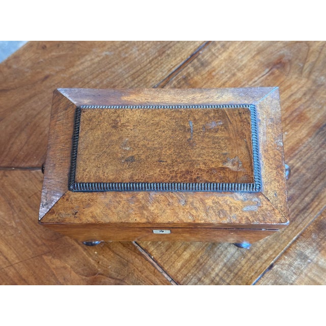 Wood 19th Century Small Burl Walnut Tea Caddy For Sale - Image 7 of 7