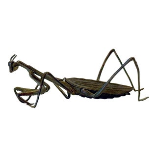Japanese Articulate Praying Mantis Jizai Okimono Myochin Linage Signed For Sale