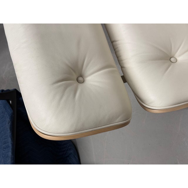 Eames White leather white Ash Lounge chair by Herman Miller 2014 Clean For Sale - Image 12 of 18