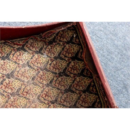 Children's Antique Children's Push Sleigh, Upholstered and Red Paint Finished Wood Frame With Metallic Rails For Sale - Image 3 of 6