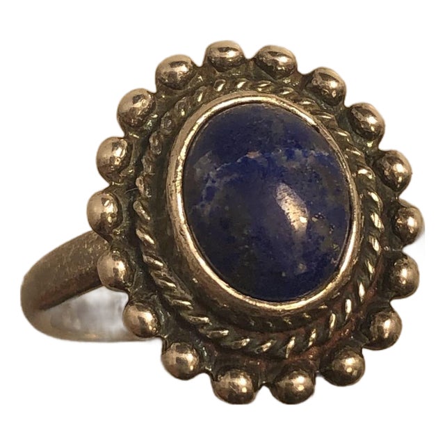 Vintage Navajo Lapis Lazuli Sterling Ring (Size 7.75) For Sale