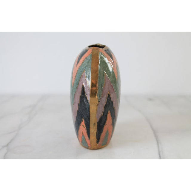 Late 20th Century Vintage 1990's Brass Cloisonné Vase For Sale - Image 5 of 9
