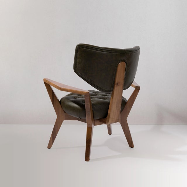 Mid-Century Modern Ash Solid Wood Dark Green Kendall Chair For Sale - Image 4 of 7