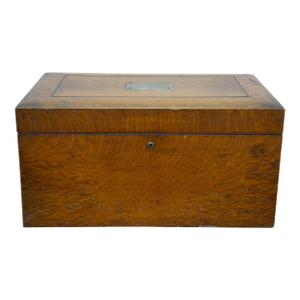 Large Antique Victorian Quartersawn Oak Tin Lined Cigar Humidor Storage Box Chest 21"