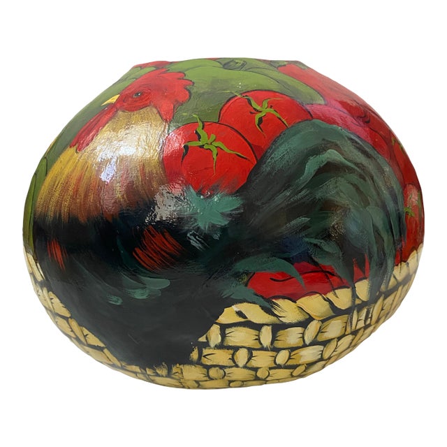 Vintage Hand Painted/Signed by Artist Large Gourd For Sale