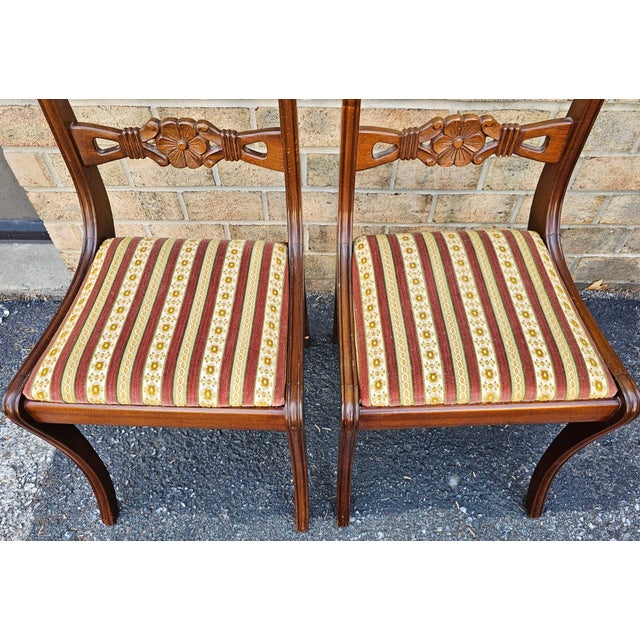 Mid 20th Century Set 4 Stijlvorm Meubelen Duncan Phyfe Mahogany and Upholstered Seat Side Chairs For Sale In Washington DC - Image 6 of 10