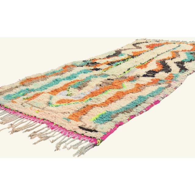 21984 Vintage Azilal Boucherouite Moroccan Rug, 03'04 x 07'10. The Flowing Horizon: A Vintage Moroccan Azilal Masterpiece...
