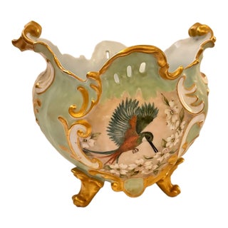 Giraud Limoges “Birds of the Caribbean” Porcelain Jardinière, 1978 For Sale