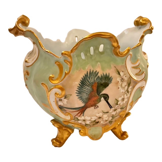 Giraud Limoges “Birds of the Caribbean” Porcelain Jardinière, 1978 For Sale