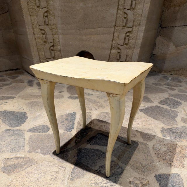 Paper Vintage Parchment Vanity Stool or Bench Designed by R & Y Augousti For Sale - Image 7 of 13