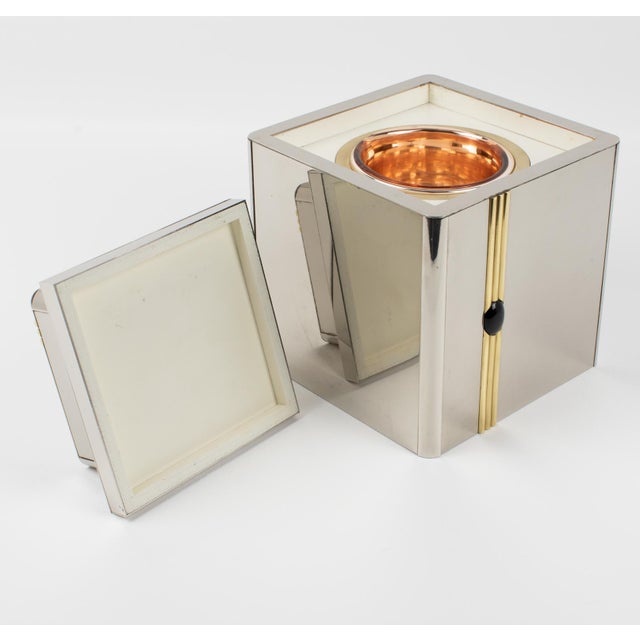 1970s Romeo Rega Barware Brass and Chrome Ice Bucket Cooler, Circa 1970 For Sale - Image 5 of 12
