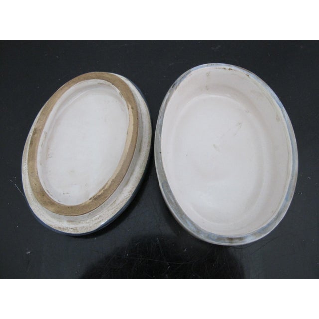 Castelli Italian Majolica Rabbit With Human Face Oval Pottery Box With Lid For Sale - Image 10 of 10