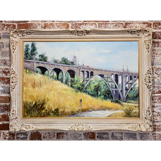 Ben Abril - The Iconic Pasadena Suicide Bridge - Oil painting California impressionist oil painting on canvas -Signed...