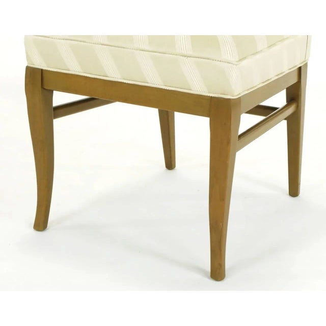 Ecru Six Bleached Mahogany and Silk Upholstered Saber Leg Dining Chairs For Sale - Image 8 of 10