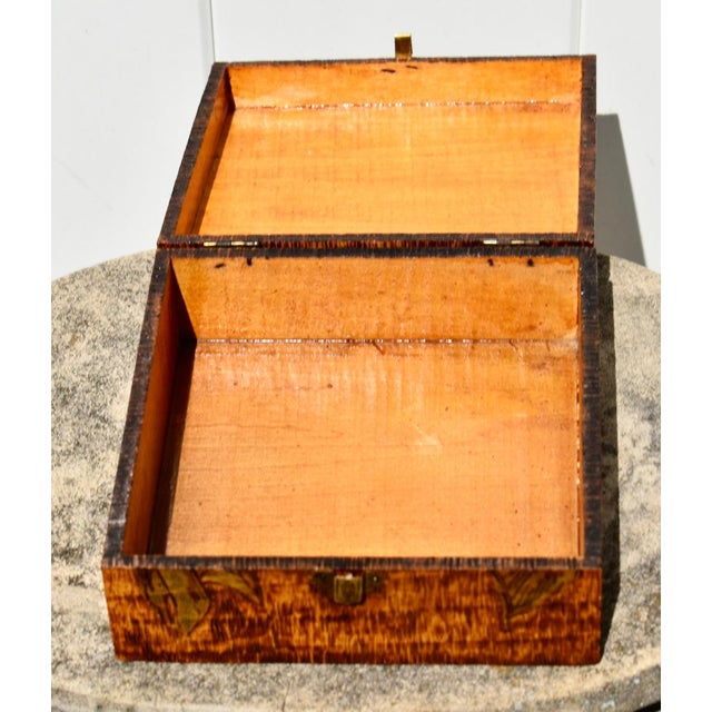 Vintage Pyrography Carved Lidded Box W/Leaves & Fruit For Sale - Image 12 of 13