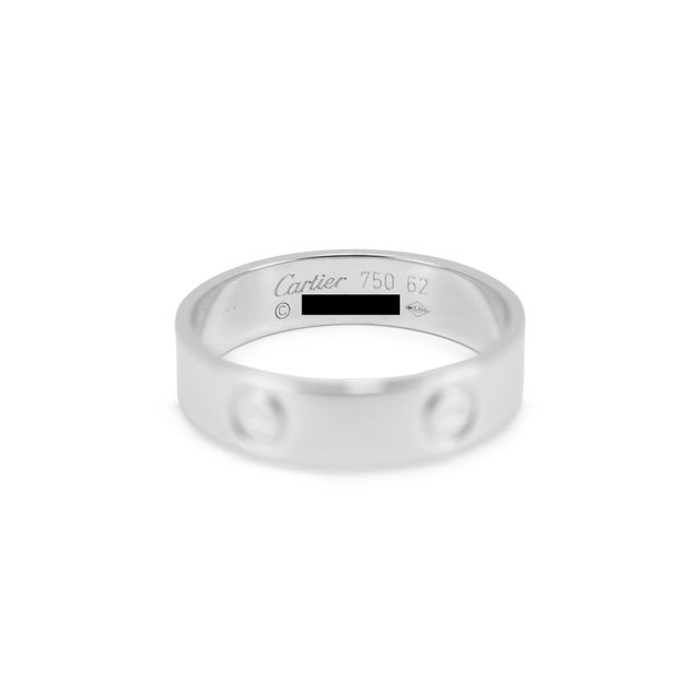 Men’s Cartier Love Classic Model 18k White Gold 5.5mm Wedding Band Ring, Size 10 For Sale In Houston - Image 6 of 8