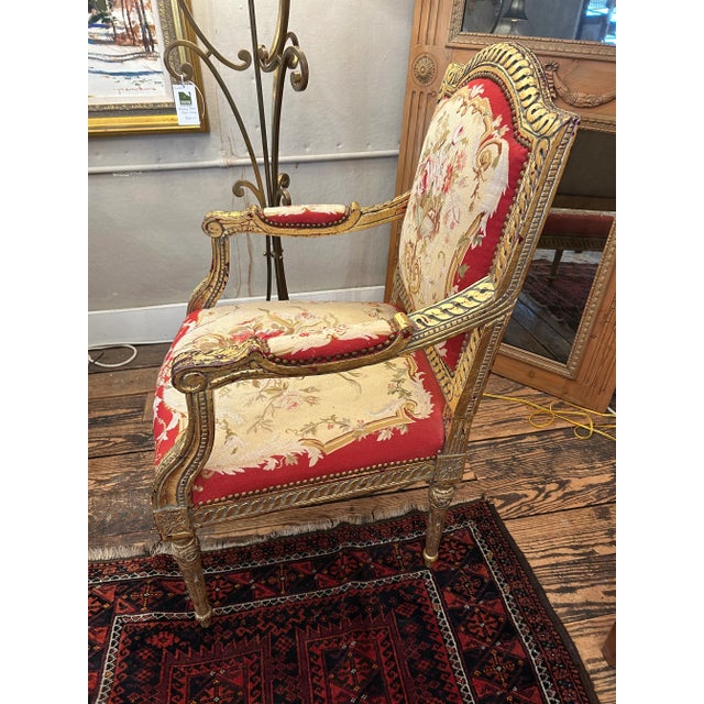 Giltwood & Tapestry Armchair For Sale - Image 9 of 16