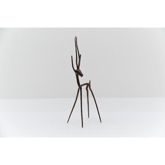 awesome handmade gazelle brass bronze sculpture, 1960s Very good work.