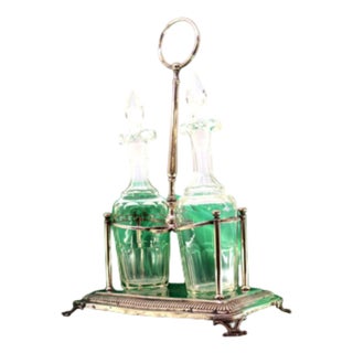 Glass Liqueur Set with Cut Glass Cruets, Set of 3 For Sale