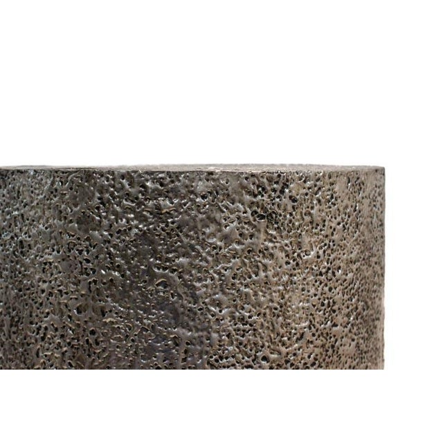 Silver & black hand-hammered accent table. Add a little texture and bring your space to life! 22 high x 16 diameter
