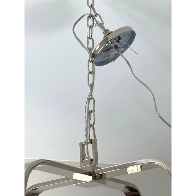 Silver Modern Polished Nickel 4-Light Chandelier For Sale - Image 8 of 12