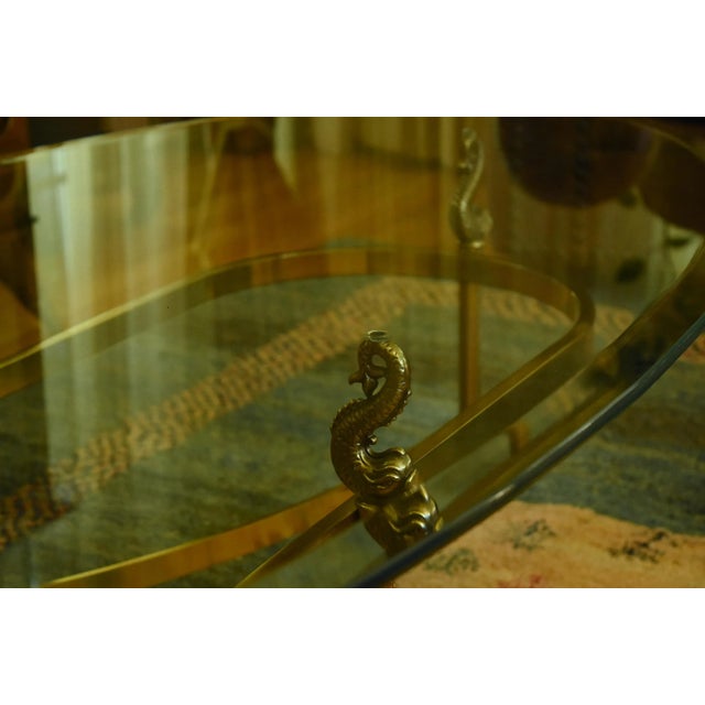 1990s 1990s Design Institute America - Vintage Glass and Brass Dolphin Motif Coffee Table For Sale - Image 5 of 13