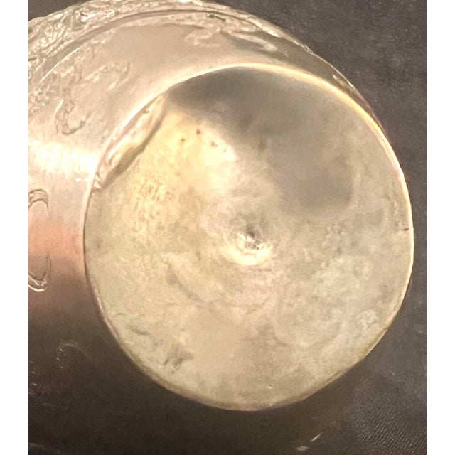 Late 19th Persian Silver Vase 5” Decorated With Birds and Flowers. 6.58 Oz Troy. For Sale - Image 4 of 6