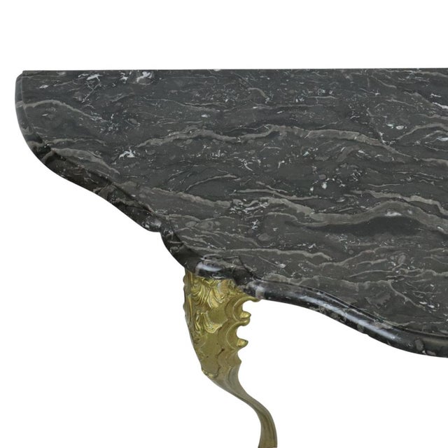 French Marble Console Table with Ornate Brass Legs, 1950s For Sale - Image 15 of 17
