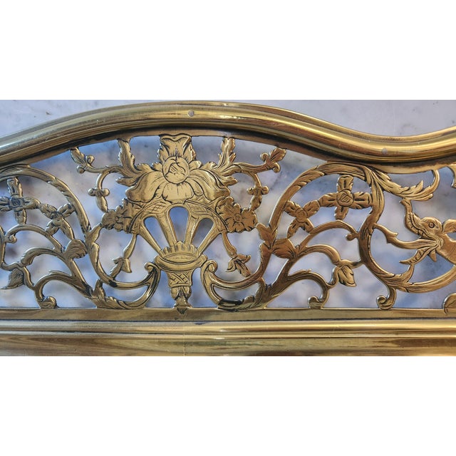 Late 19th Century Late Victorian Brass Fireplace Fender With Pierced Dragon & Foliage Fretwork For Sale - Image 12 of 14