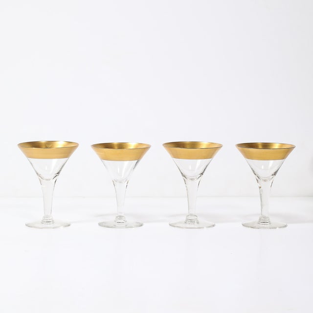 Set of 12 Mid-Century Modernist Gilt Rimmed Coupe Glasses by Dorothy Thorpe For Sale - Image 16 of 16