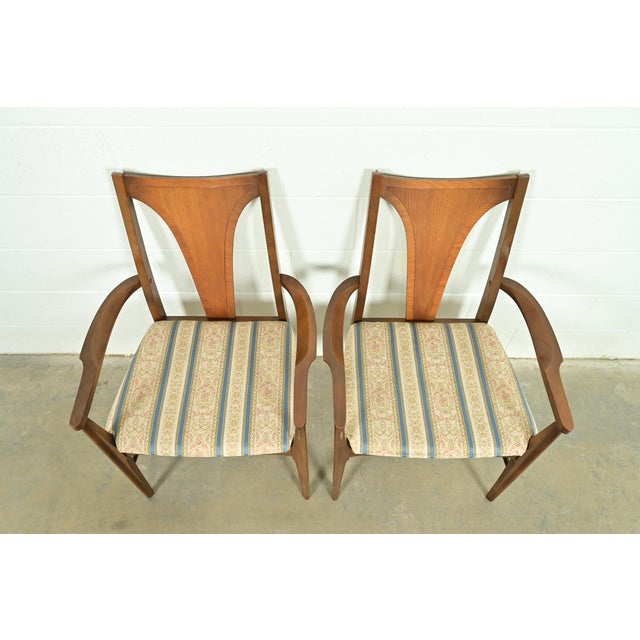 1960s Broyhill Brasilia Mid-Century Modern Sculpted Walnut Armchairs, Pair For Sale - Image 5 of 13