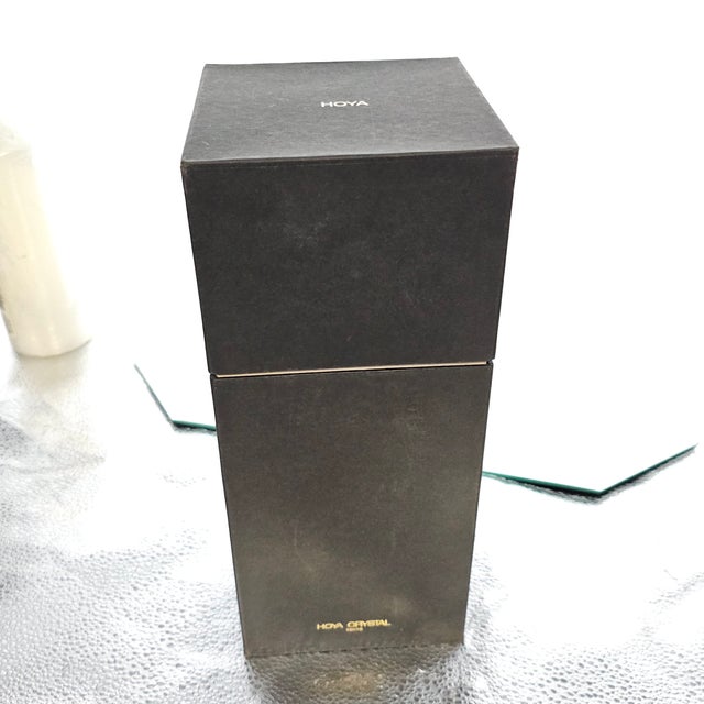 Glass Fumio Sasa for Hoya Crystal “Ice Fall” Faceted Vase With Original Box, Museum Collection For Sale - Image 7 of 12