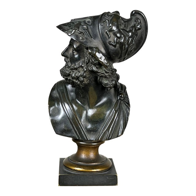 Antique Small Bronze Bust of King Menelaus C. Late 19th Century For Sale