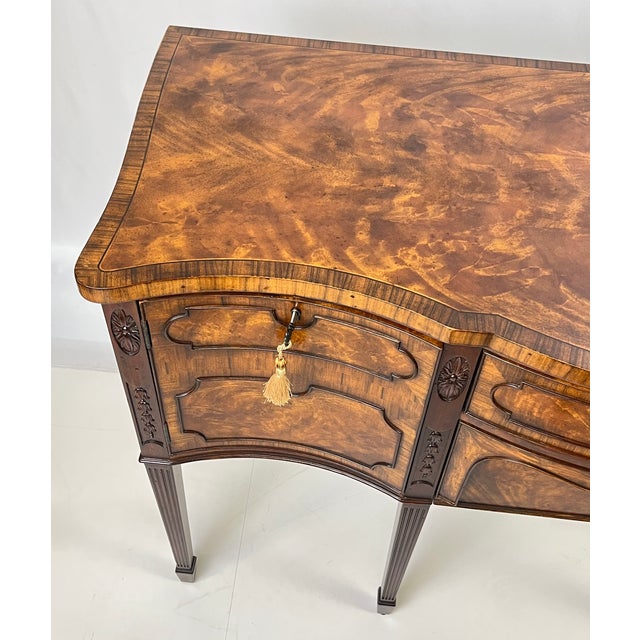 Early 20th Century Theodore Alexander "Althorp Living History" Sheraton Style Serpentine Sideboard For Sale - Image 6 of 18