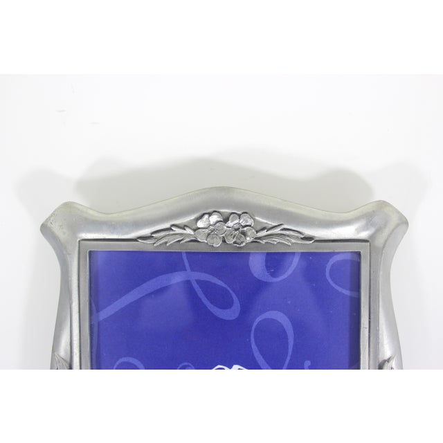 Vintage Pewter Picture Frame 5 X 7 Large Seagull Flowers Easel For Sale - Image 6 of 11