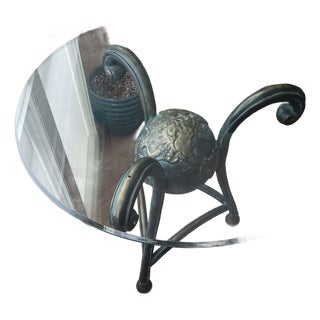 Mid-Century La Barge Bronze & Verdigris Globe Tripod Accent Table For Sale