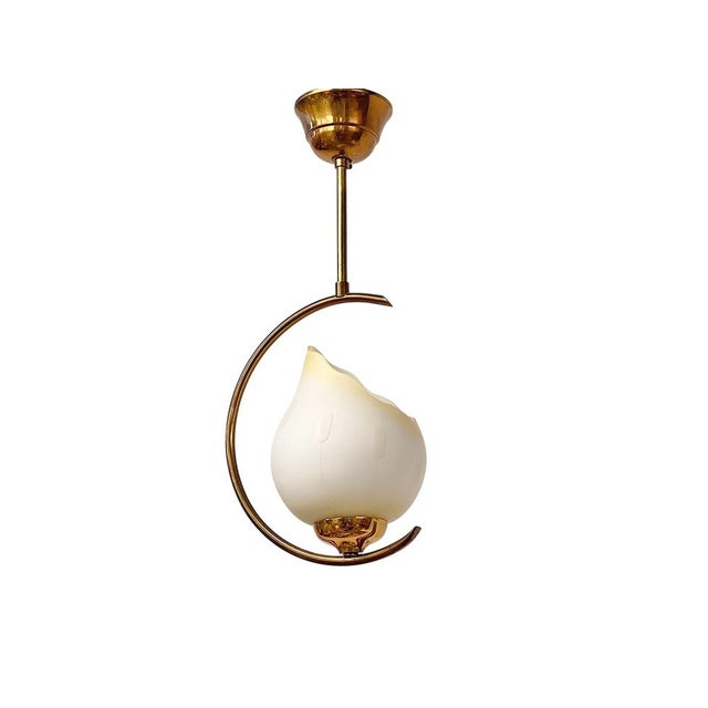 Mid-Century Modern Opaline Glass and Brass Pendant, Sweden, 1950s For Sale - Image 11 of 11