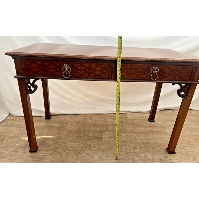 Vintage Baker Furniture Writing Table Historic Charleston Chippendale Mahogany For Sale - Image 10 of 13