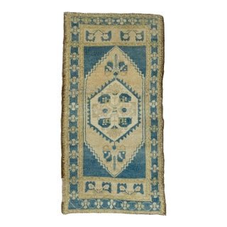 Turkish Mini Rug Oriental Hand Knotted Vintage Rug 1'10" x 3'7" #16427 For Sale