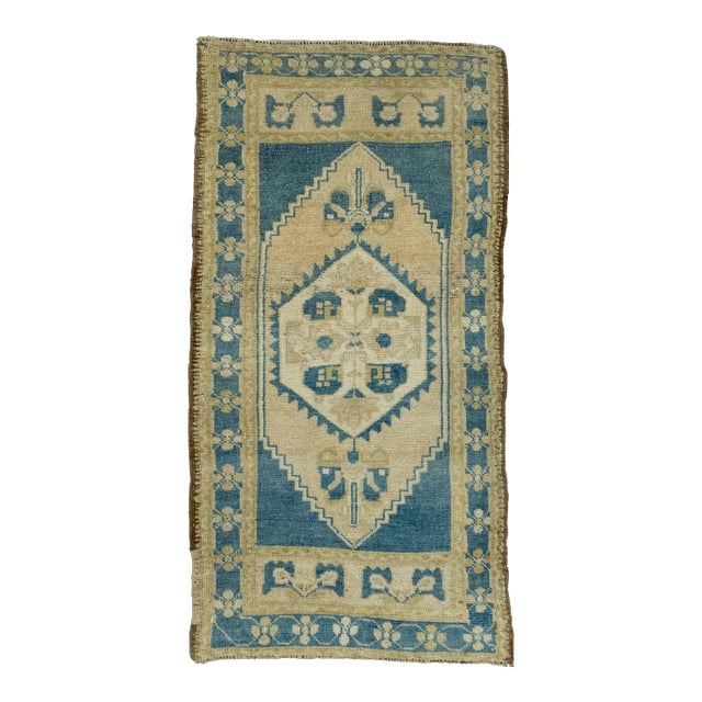 Turkish Mini Rug Oriental Hand Knotted Vintage Rug 1'10" x 3'7" #16427 For Sale