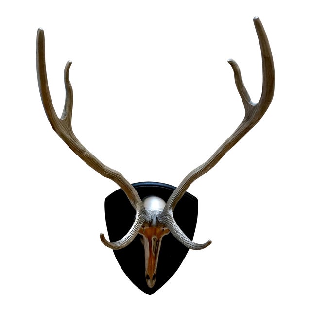 Vintage Metal Antelope Sculpture Wall Ornament For Sale