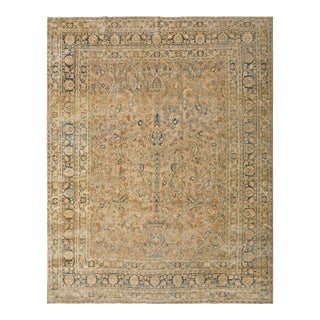 Intricate Antique Soft Color Persian Khorasan Room Size Area Rug 9'2" X 11'10" For Sale