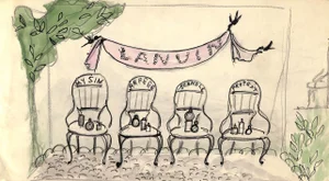 Lanvin of Paris Original Circa 1950s Advertising Watercolor Artwork