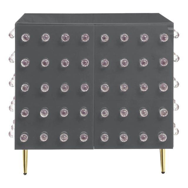 Gray Modern Glass 2 Door Cabinet With 90 Jewelry Made in Italy For Sale