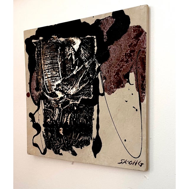 1970s Borje Skohg Gustavsberg Silvered Polychrome Stoneware Abstract Modenist Wall Reliefs -- Offered as a Pair For Sale - Image 4 of 16