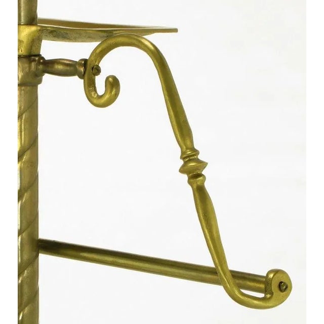 1940s Spiral Brass Valet With Brass Ball Finial & Tray on Tripod Base For Sale - Image 5 of 7