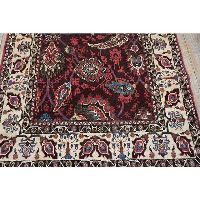 1880s Red Wine Foliate Antique N. Indian Agra Rug 4' X 7'7" Handknotted Wool Carpet For Sale In New York - Image 6 of 6